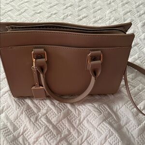 Miztique Taupe Satchel with Gold Hardware